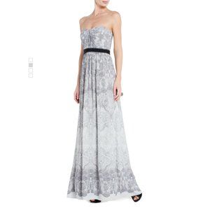 BCBGMAXAZRIA Lace Pattern Strapless Long Gown
